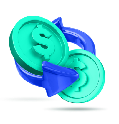 A blue and green dollar sign and arrow

Description automatically generated